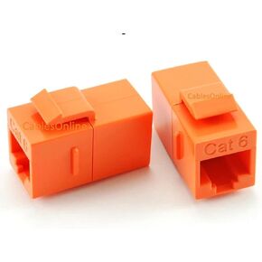 CablesOnline, 6-Pack CAT6 Female/Female RJ45 Ethernet Orange Keystone Jack Coupler, WP-C02OR-6