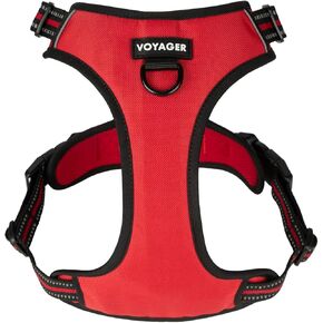 Voyager Dog Harness Dual Leash Attachment No-Pull Control Adjustable Soft but Strong Pet Harness for Medium and Large Dogs with 3M Reflective Technology - Red Lattice, XL (Chest: 28-37")