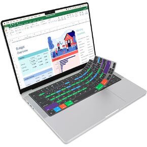 JCPal Microsoft Excel Shortcut Guide Keyboard Cover for Apple MacBook Pro 14 inch and MacBook Pro 16 inch (M1-M4 Models) and MacBook Air 13 inch and MacBook Air 15 inch (M2/M3 Models) (US-Layout)
