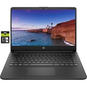 HP 14" Laptop Stream Ultral Light for Students and Business, Quad-core Intel Celeron Processor, 8GB RAM, 256GB Storage (128GB eMMC+128GB Ghost Manta SD Card), 1 Year Office 365, HDMI, Win 11