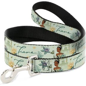 Buckle-Down Dog Leash The Princess and The Frog Tiana Palace Pose with Script Green 6 Feet Long 1.5 Inch Wide