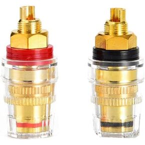 2 Pack Binding Posts 5-Way Speaker Terminals Heavy Duty Large Connector Banana Female Socket Gold Plated Copper M8 Thread Plug for HiFi Amplifier Bananas Jacks Solder Audio Adapter