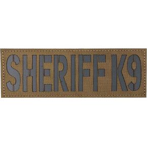 Sheriff K9 Patch Reflective 6x2 inches with Hook and Loop for Service Dog in Training Working for Dog Harness Collar Vest (RF OD Green and Black, M 6"x2")