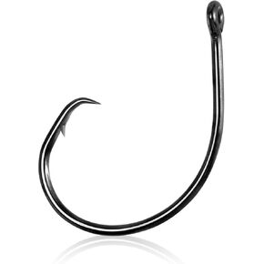 Dr.Fish 30 Pack in-line Circle Hooks 1X Strong Saltwater Fishing Hook Non-Offset Wide Gap Fine Wire Hook Black Nickel for Catfish Striper Tuna