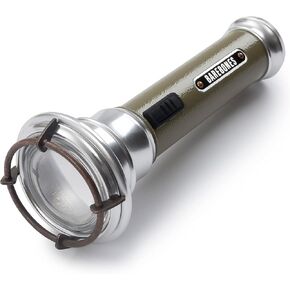 Barebones Vintage Flashlight - Battery Powered, USB Rechargeable Flashlight with 15-Hour Run Time - LED Small Flashlight Perfect Camping Essentials and Hiking Accessories (Olive Drab)