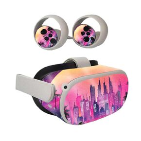 Carbon Fiber VR Skin Compatible with Oculus Quest 2 - Synthwave Fringe - Premium 3M Vinyl Protective Wrap Decal Cover - Easy to Apply | Crafted in The USA by MightySkins