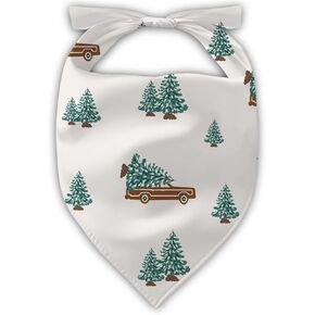 1 PCS Christmas Trees Dog Bandanas, Beige Truck and Trees Reversible Dog Bandana, Christmas Dog Bandana, Scraf for Medium, Large Dogs Costume Accessories
