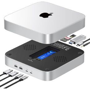 ORICO StudioLink Mac Mini Hub with SSD Enclosure for NVME/SATA M.2, Mac Mini Dock with USB C 10Gbps, USB A 10Gbps, 3.0 SD/TF Card Readers, 3.5mm Audio Jack, 2 USB A 2.0-for Mac Studio, Mac Mini M1 M2