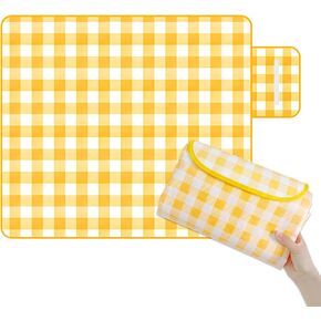 Picnic Blankets,80"X80" Outdoor Picnic Blanket, Picnic Mat for Beach, Grassland, Foldable Portable, Easy to Clean,Waterproof,Sandproof (Yellow, 80"*80")