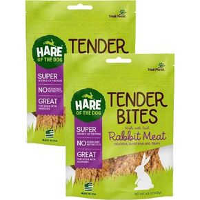 Hare of the Dog Tender Bite Rabbit Treats for Dogs - All-Natural, High-Protein Soft and Chewy Snacks - Made in The USA (4.5 Oz 2 Pack)