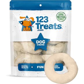 | Beefhide Dog Doughnut Chews for Dogs (10 Count) - Rawhide Donuts, Circle Size 3.5 Inches, Beefhide Dog Donut Chew for Pets
