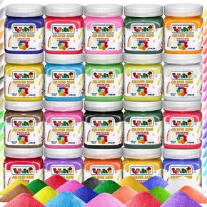 Toyssio - Sand Art Sand [ 20 Colors: 30 lbs ] Craft Sand, Colored Sand for Crafts, Sand Art Bulk, Sand in Bulk, Art Sand, Sandbox, Sand for Crafts for Kids Age 3+, Non-Toxic, 20 Jars