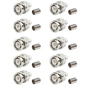 BNC Male Crimp Connector,BNC Male Coax Connectors for RG8X 4D-FB LMR240 Coaxial Cable (10 pcs)