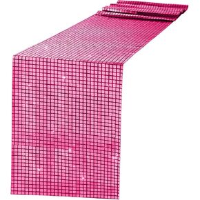 12 x 108 Inches Disco Party Table Runners Glitter Table Runner Cover Decoration Silver Sparkle Sequin Tablecloth for 80s Disco Dance Party Bachelorette Supplies Dance Wedding Decor (Disco Silver, 1)