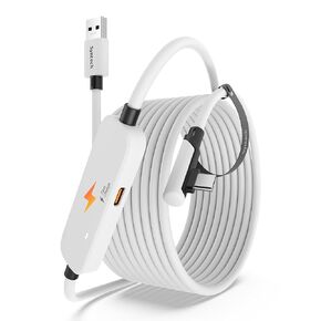 Syntech VR Charging Link Cable 16FT Compatible with Meta Quest 3/Oculus Quest 2 Accessories, USB 3.0 Link Cable with Extra Charging Port, for PC/SteamVR and Extended Gameplay
