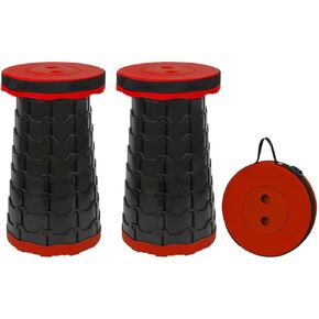 Camping Stool Portable 2 Pack Collapsible Stool Retractable Stool Foldable Chair Outdoor Flodable Stool Capacity 400lb Lightweight for Fishing Hiking Trips BBQ Stool Red 2 Pack