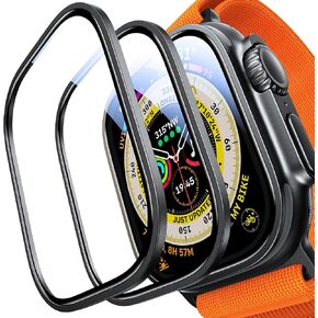 UltraGlass UNBREAK TOP 9H+ Glass for Apple Watch Ultra 2 Screen Protector 2024 (Military Grade Shatterproof & Longest Durable) Original Full Coverage (Black Titanium Bezel) iWatch 2024, 2 Pack