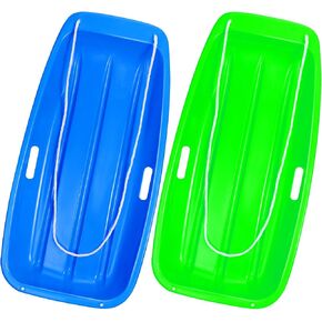 Winter Snow Sleds for Kids and Adult, 35 Inch Downhill Sprinter Heavy Duty Toboggan Sled with 2 Handles and Pull Ropes, Ultimate Snow Toys for Kids (Red & Green) in Saudi Arabia