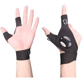 LED Flashlights Gloves, Fingerless Night Lighting Gloves Tool Cool Gadgets Gifts for Men/Women, Perfect for Working in Darkness Places, Camping/Fishing Repair/Hiking and Outdoor Activities
