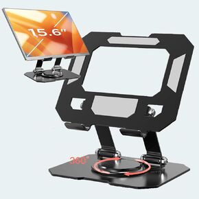 Tablet Stand, Metal Carbon Steel Tablet Stand,Stable and 360° Rotatable Base, Adjustable Tablet Holder for Drawing, Compatible with iPad4/3/2/Mini/Pro/Air/and More (Black)