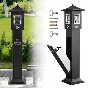 AIWFL Outdoor Trash Can Large Capacity Commercial Trash Can Black Garbage Bin Waste Container for Backyard, Restaurant, Offices, Garage, Hotel