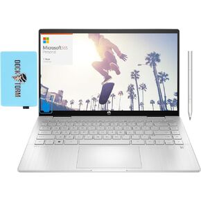 HP Pavilion x360 School & Business 2-in-1 Laptop (Intel i5-1335U 10-Core, 8GB RAM, 512GB PCIe SSD, Intel Iris Xe, 14.0" 60 Hz Touch Win 11 Home) with MS 365 Personal, Dockztorm Hub