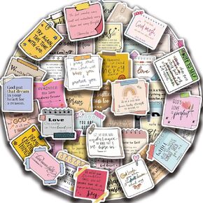 50pcs Bible Stickers, Inspirational Note Label Christian Stickers, Bible Verse Stickers, Bible Journaling Supplies, Aesthetic Jesus Faith Christian Stickers for Laptop Water Bottles Skateboard