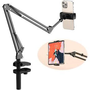 Phone Holder for Bed Gooseneck Phone Holder，Gooseneck Lazy Holder,Flexible arm Tablet Stand for Desk Mount，Compatible with iPhone 16 15 14 13 and iPad (Black)
