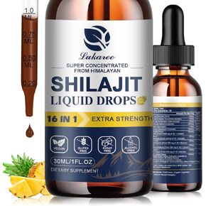 (2 Pack) 16 in 1 Shilajit Resin Liquid Drop, Shilajit W/Ginseng, Turmeric, Rhodiola, Wolfberry, Amla & Vitamins, Shilajit Supplement for Men & Women with 85+ Trace Minerals & Fulvic Acid, 1 Fl Oz