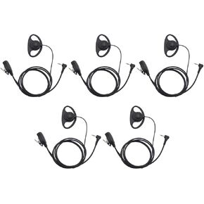 D Shape Earpiece Headset for 1 Pin 2.5MM Motorola Walkie Talkie Two Way Radios MH230R MR350R MS350R MT350R MG160A MJ270R T200 T260 T460 T600 (5 Pack)