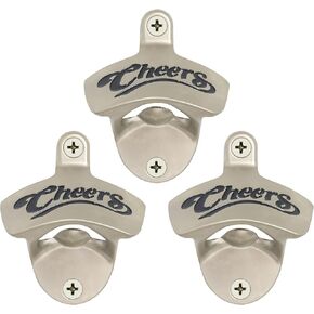 Antique Bronze Bottle Cap Opener Wall Mount Beer Opener Stainless Cheers Bottle Opener Mountable (3 PCS)