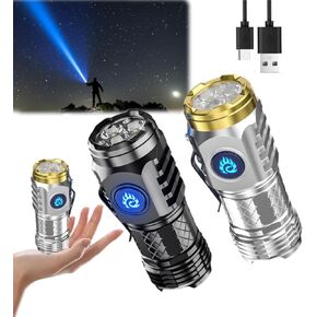 2Pcs Three-Eyed Monster Mini Flash Super Power Flashlight, Thumb Flashlight Mini Flashlights, 3 Eyed Monster Flashlight, Waterproof High Lumen Portable Mini Torch LED Flashlight with Magnetic Base