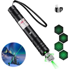 Laser Pointer High Power, Green Laser Pointer Indicator Light, Long Range Lazer Pointer for Hiking, USB Charge