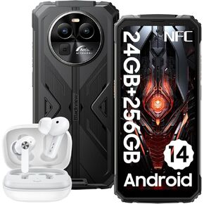 هاتف ذكي متين Blackview BV8100، Android 14، مصابيح يدوية مزدوجة، شاشة 6.5 بوصة FHD+ 120 هرتز، MTK G99 24 جيجابايت رام + 256 جيجابايت SD 2 تيرابايت هاتف متين، 8800 مللي أمبير + 45 وات هواتف أندرويد، كاميرا 50 ميجابكسل + 32 ميجابكسل، بصمة الإصبع/NFC in Kuwait