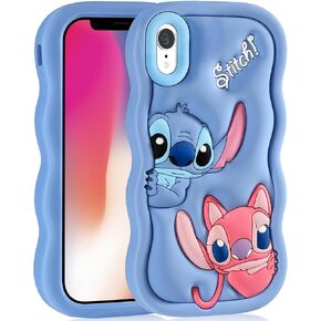 oqpa for iPhone XR Case Cute Cartoon 3D Character Design Girly Cases for Girls Boys Women Teens Kawaii Unique Fun Cool Funny Silicone Soft Shockproof Cover for Apple i Phone XR 6.1", Blue