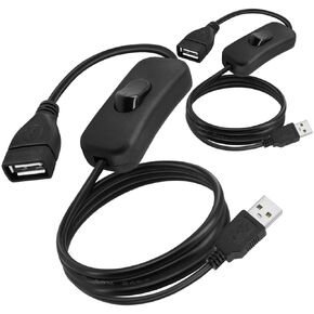 2 Pack USB Power Switch Cable, 3FT USB Male to Female Power Switch Charger Extension Cord Adapter with On/Off Switch for Small Desk Lamps, LED Lamps, Etc