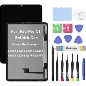 11" Screen Replacement for iPad Pro 11 3rd 4th Gen 2021 A2377 A2459 A2301 A2460 2022 A2435 A2761 A2762 A2759 LCD Display Glass Touch Digitizer Premium Kit with Tools