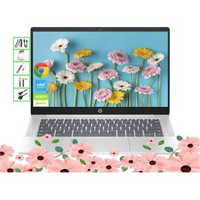 HP Chromebook Laptop Computer, 14" HD Display Chromebook Laptops, Intel Celeron CPU, 4GB RAM|64GB eMMC, Wi-Fi, Webcam, Chrome OS, Bluetooth, Portable, Fast Charge, for Student|Business, LE Cable