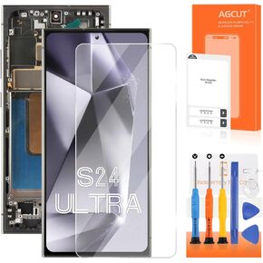 OLED for Samsung Galaxy S24 Ultra 5G Screen Replacement for Samsung S24 Ultra LCD Display S908B SM-S908U LCD Digitizer Touch Screen Assembly Black with Frame+Installation Video(Support Fingerprint)