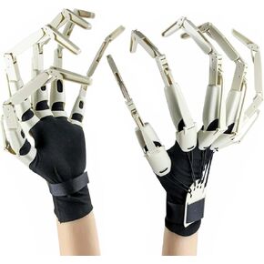 Halloween Articulated Fingers, Articulated Finger Extensions with Gloves, Hand Claws for Halloween Costume, Halloween Hand, Need to Assemble Finger Extension, Fits Most Fingers Sizes, 1 Pair Black