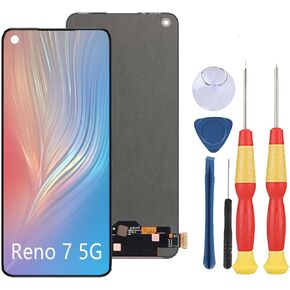 LCD Display Compatible with Oppo Reno 7 5G CPH2371 LCD Display Touch Screen Assembly Repair Replacement Parts with Tools.