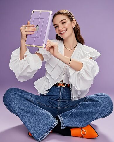 حافظة INFILAND لجهاز iPad الجيل التاسع مع لوحة مفاتيح 10.2 بوصة iPad 9th/8th/7th Gen، غطاء فوليو مع حامل قلم رصاص، إضاءة خلفية 7 ألوان، حافظة لوحة مفاتيح لاسلكية قابلة للفصل لجهاز Apple iPad، بنفسجي in Kuwait