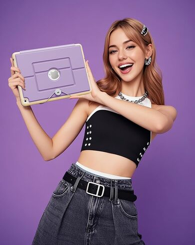 حافظة INFILAND لجهاز iPad الجيل التاسع مع لوحة مفاتيح 10.2 بوصة iPad 9th/8th/7th Gen، غطاء فوليو مع حامل قلم رصاص، إضاءة خلفية 7 ألوان، حافظة لوحة مفاتيح لاسلكية قابلة للفصل لجهاز Apple iPad، بنفسجي in Kuwait