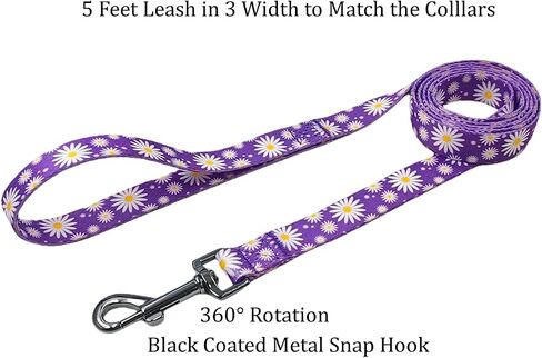 Ovale Dog Collar Leash Combo Set, Adjustable Collar and 5 ft Matching Leash, for Medium Dogs.(M, Light Pink Daisy) in Saudi Arabia