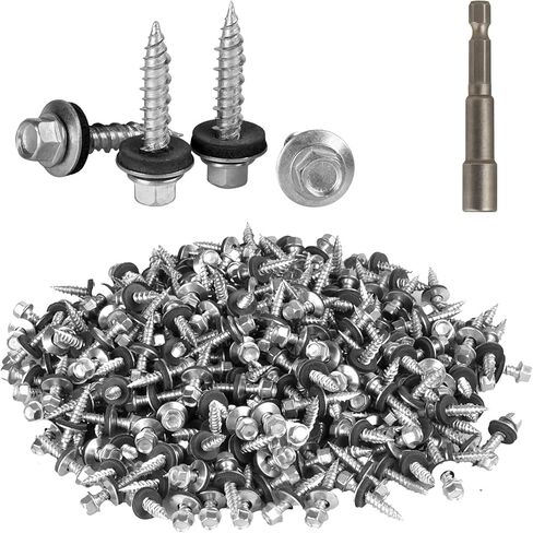 Metal Roofing Screws#10 × 1 Inch, 300Pcs Zinc Plated Hex Head Metal Roof Screws with Rubber Washers for Metal and Corrugated Roofing Panels (Hex Socket Included) in Kuwait