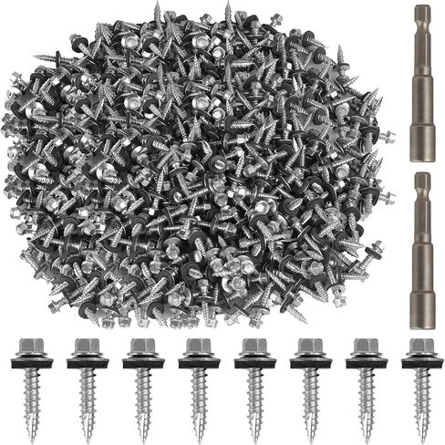 Metal Roofing Screws#10 × 1 Inch, 300Pcs Zinc Plated Hex Head Metal Roof Screws with Rubber Washers for Metal and Corrugated Roofing Panels (Hex Socket Included) in Kuwait