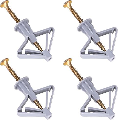 Hollow-Wall Anchors, One Size, 65Lbs Anchor 50pcs+Screw 50pcs Drywall Anchor kit with Screws, Self-Drilling Hollow Wall Anchor, White in Kuwait