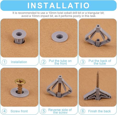 Hollow-Wall Anchors, One Size, 65Lbs Anchor 50pcs+Screw 50pcs Drywall Anchor kit with Screws, Self-Drilling Hollow Wall Anchor, White in Kuwait