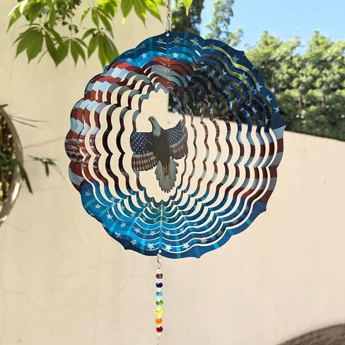 Mandala Wind Spinners Outdoor with Gazing Ball Spiral Tail, Artoroma Stainless Steel 3D Kinetic 10 Inch Garden Decor for Patio, Home or Yard Decorations Outdoor Hanging Yard Art, Metal Wind Sculpture in Saudi Arabia