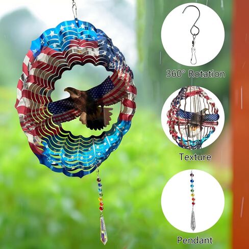 Mandala Wind Spinners Outdoor with Gazing Ball Spiral Tail, Artoroma Stainless Steel 3D Kinetic 10 Inch Garden Decor for Patio, Home or Yard Decorations Outdoor Hanging Yard Art, Metal Wind Sculpture in Saudi Arabia